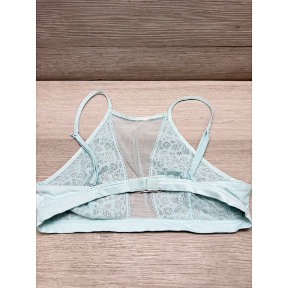 Victoria's Secret Green Unlined Bralette Bra Lace High Neck Dream Angels Size SP - Picture 1 of 3